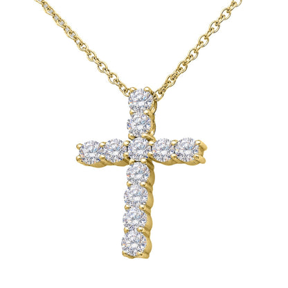 1 ct. T.W. Lab-Grown Diamond Round Cross Pendant Necklace in Sterling Silver or 14K Gold over Silver