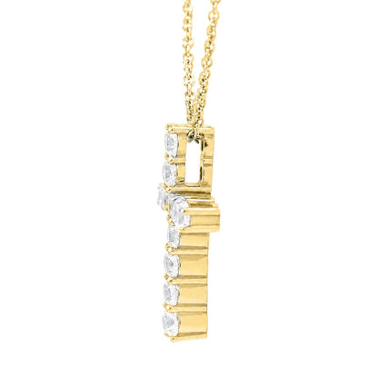 1 ct. T.W. Lab-Grown Diamond Round Cross Pendant Necklace in Sterling Silver or 14K Gold over Silver