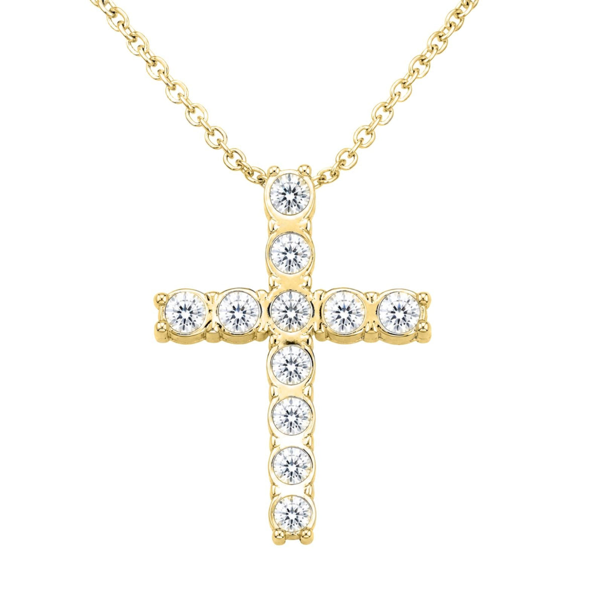 1 ct. T.W. Lab-Grown Diamond Round Cross Pendant Necklace in Sterling Silver or 14K Gold over Silver