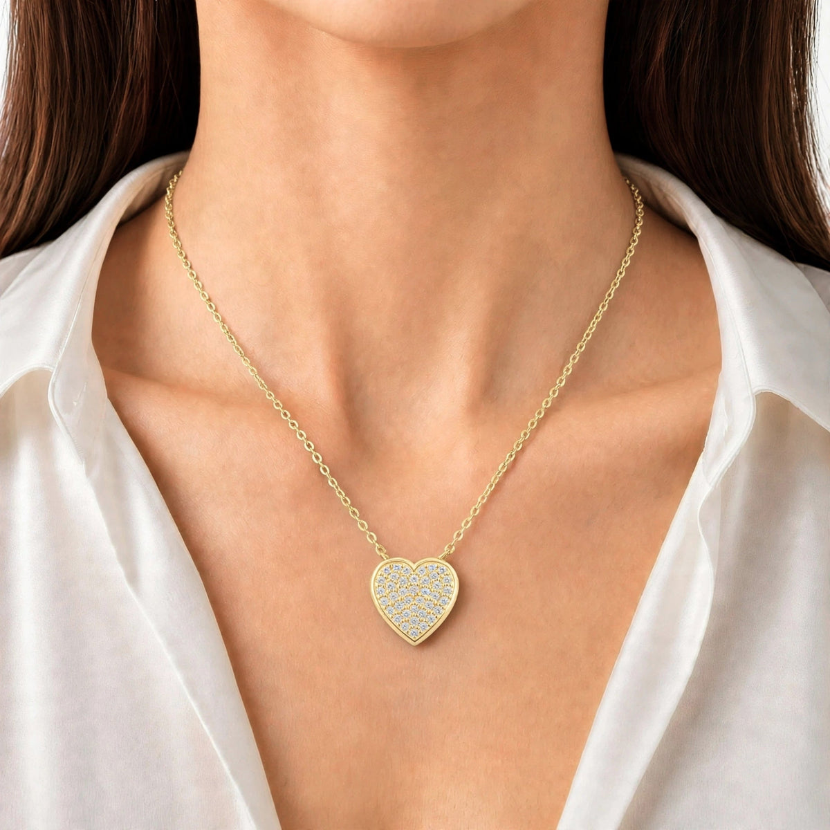 1 ct. T.W. Lab-Grown Diamond Round Heart Pendant Necklace in Sterling Silver or 14K Gold over Silver