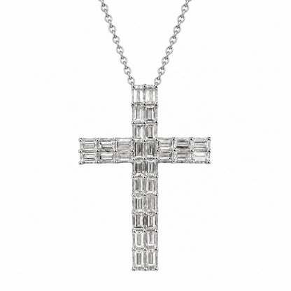1 ct. T.W. Lab-Grown Diamond Round Cross Pendant Necklace in Sterling Silver or 14K Gold over Silver