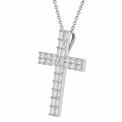 1 ct. T.W. Lab-Grown Diamond Round Cross Pendant Necklace in Sterling Silver or 14K Gold over Silver