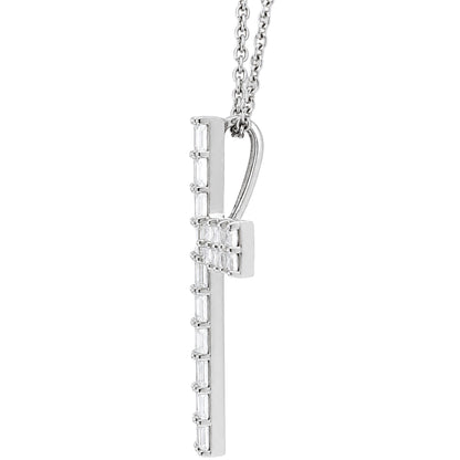 1 ct. T.W. Lab-Grown Diamond Round Cross Pendant Necklace in Sterling Silver or 14K Gold over Silver