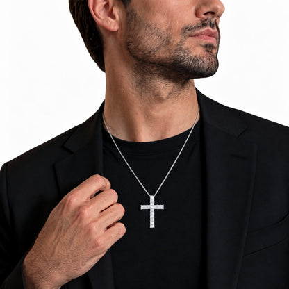 1 ct. T.W. Lab-Grown Diamond Round Cross Pendant Necklace in Sterling Silver or 14K Gold over Silver