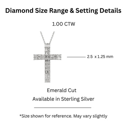 1 ct. T.W. Lab-Grown Diamond Round Cross Pendant Necklace in Sterling Silver or 14K Gold over Silver
