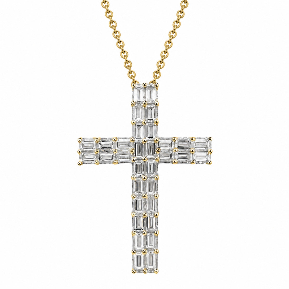 1 ct. T.W. Lab-Grown Diamond Round Cross Pendant Necklace in Sterling Silver or 14K Gold over Silver