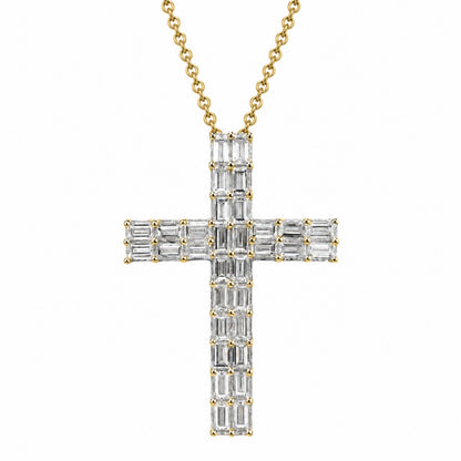 1 ct. T.W. Lab-Grown Diamond Round Cross Pendant Necklace in Sterling Silver or 14K Gold over Silver