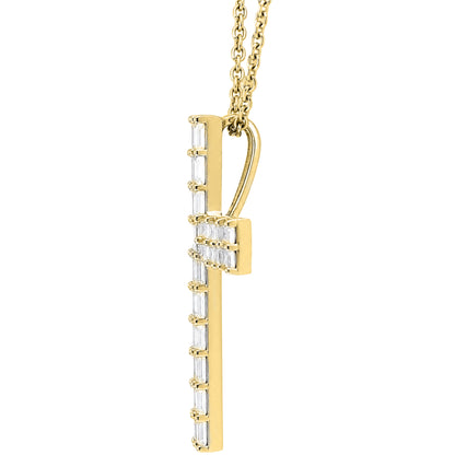 1 ct. T.W. Lab-Grown Diamond Round Cross Pendant Necklace in Sterling Silver or 14K Gold over Silver