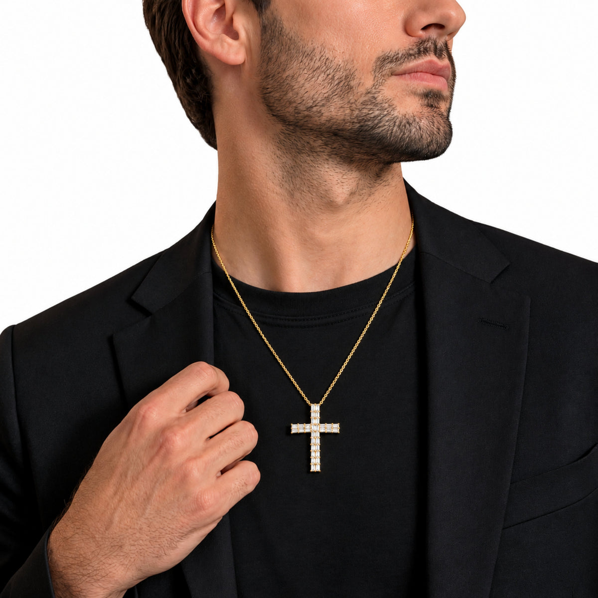 1 ct. T.W. Lab-Grown Diamond Round Cross Pendant Necklace in Sterling Silver or 14K Gold over Silver