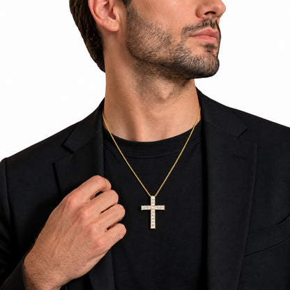 1 ct. T.W. Lab-Grown Diamond Round Cross Pendant Necklace in Sterling Silver or 14K Gold over Silver
