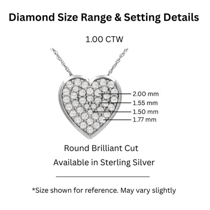 1 ct. T.W. Lab-Grown Diamond Round Heart Pendant Necklace in Sterling Silver & 14K Gold over Silver