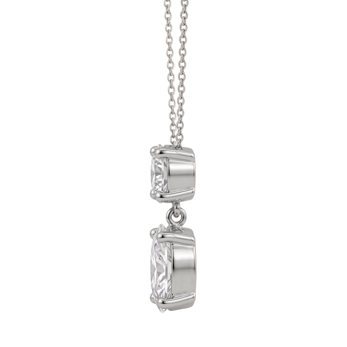 Lab-Grown Diamond Round-Oval 2 Stone Pendant in 14K White Gold or 14K Yellow Gold