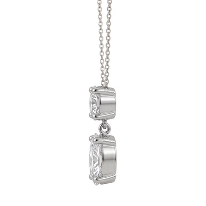 Lab-Grown Diamond Round-Oval 2 Stone Pendant in 14K White Gold or 14K Yellow Gold