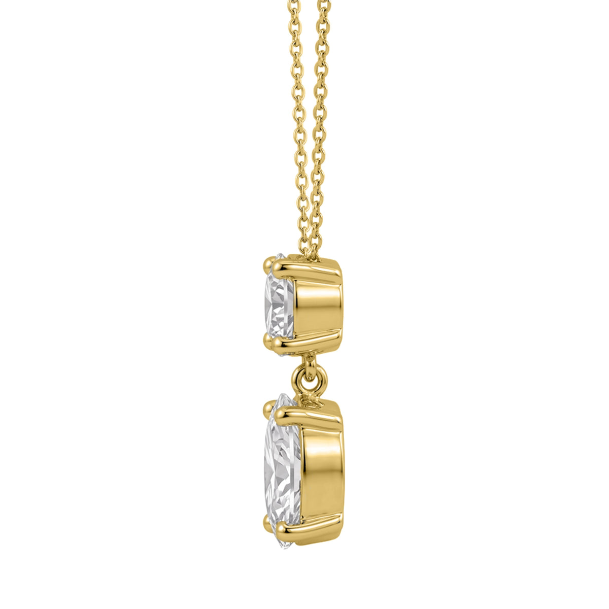Lab-Grown Diamond Round-Oval 2 Stone Pendant in 14K White Gold or 14K Yellow Gold