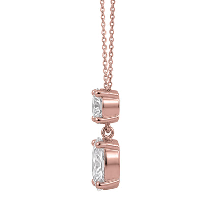 Lab-Grown Diamond Round-Oval 2 Stone Pendant in 14K White Gold or 14K Yellow Gold