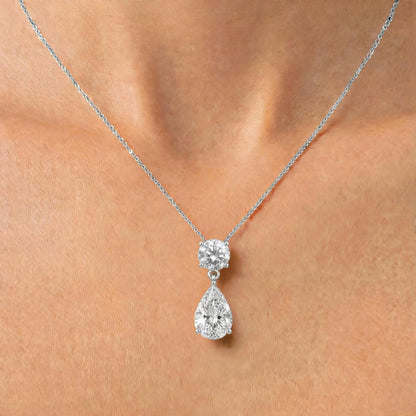 Lab-Grown Diamond Two-Stone Drop Pendant Necklace in 14K White Gold or 14K Yellow Gold