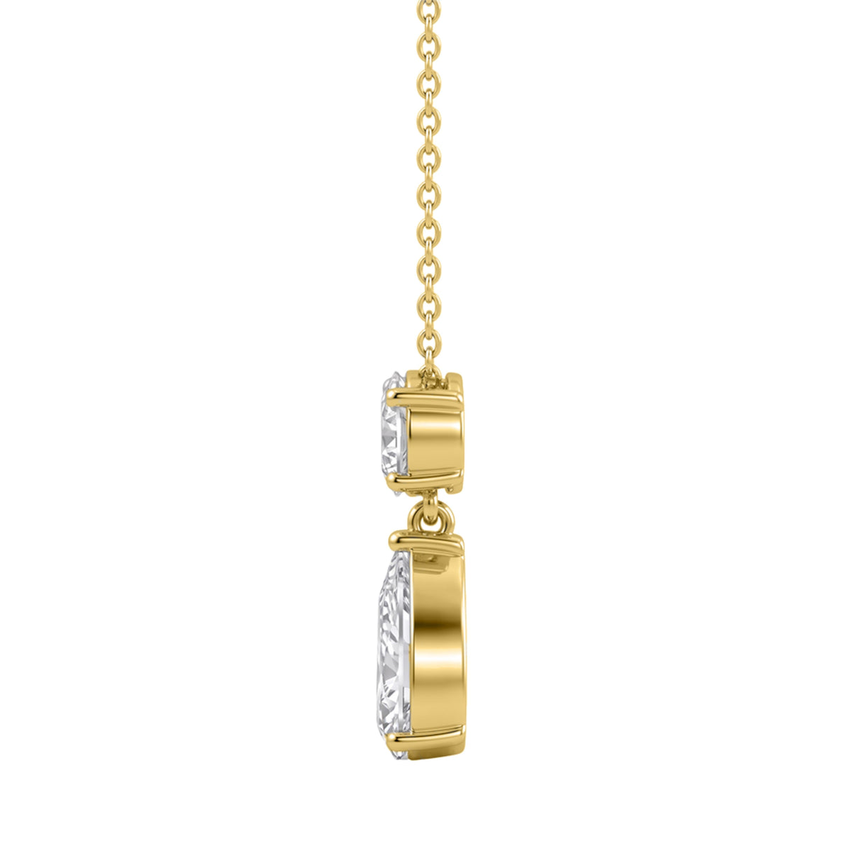 Lab-Grown Diamond Two-Stone Drop Pendant Necklace in 14K White Gold or 14K Yellow Gold