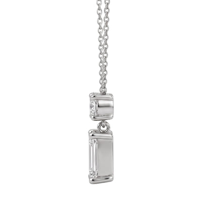 Lab-Grown Diamond Two-Stone Drop Pendant Necklace in 14K White Gold or 14K Yellow Gold