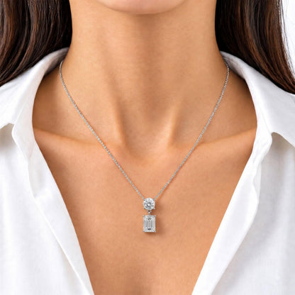 Lab-Grown Diamond Two-Stone Drop Pendant Necklace in 14K White Gold or 14K Yellow Gold