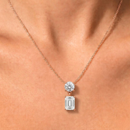 Lab-Grown Diamond Two-Stone Drop Pendant Necklace in 14K White Gold or 14K Yellow Gold