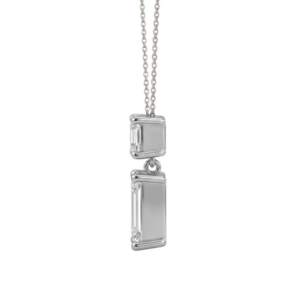 Lab-Grown Diamond Round-Asscher 2 Stone Pendant in 14K White Gold or 14K Yellow Gold