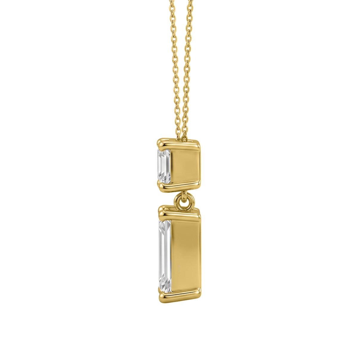 Lab-Grown Diamond Round-Asscher 2 Stone Pendant in 14K White Gold or 14K Yellow Gold