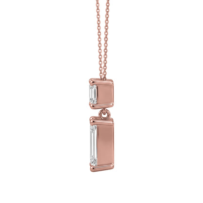 Lab-Grown Diamond Round-Asscher 2 Stone Pendant in 14K White Gold or 14K Yellow Gold