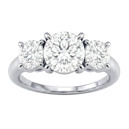 Lab-Grown Diamond Round Three-Stone Engagement Ring in 14K White Gold or 14K Yellow Gold