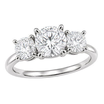 Lab-Grown Diamond Round Three-Stone Engagement Ring in 14K White Gold or 14K Yellow Gold