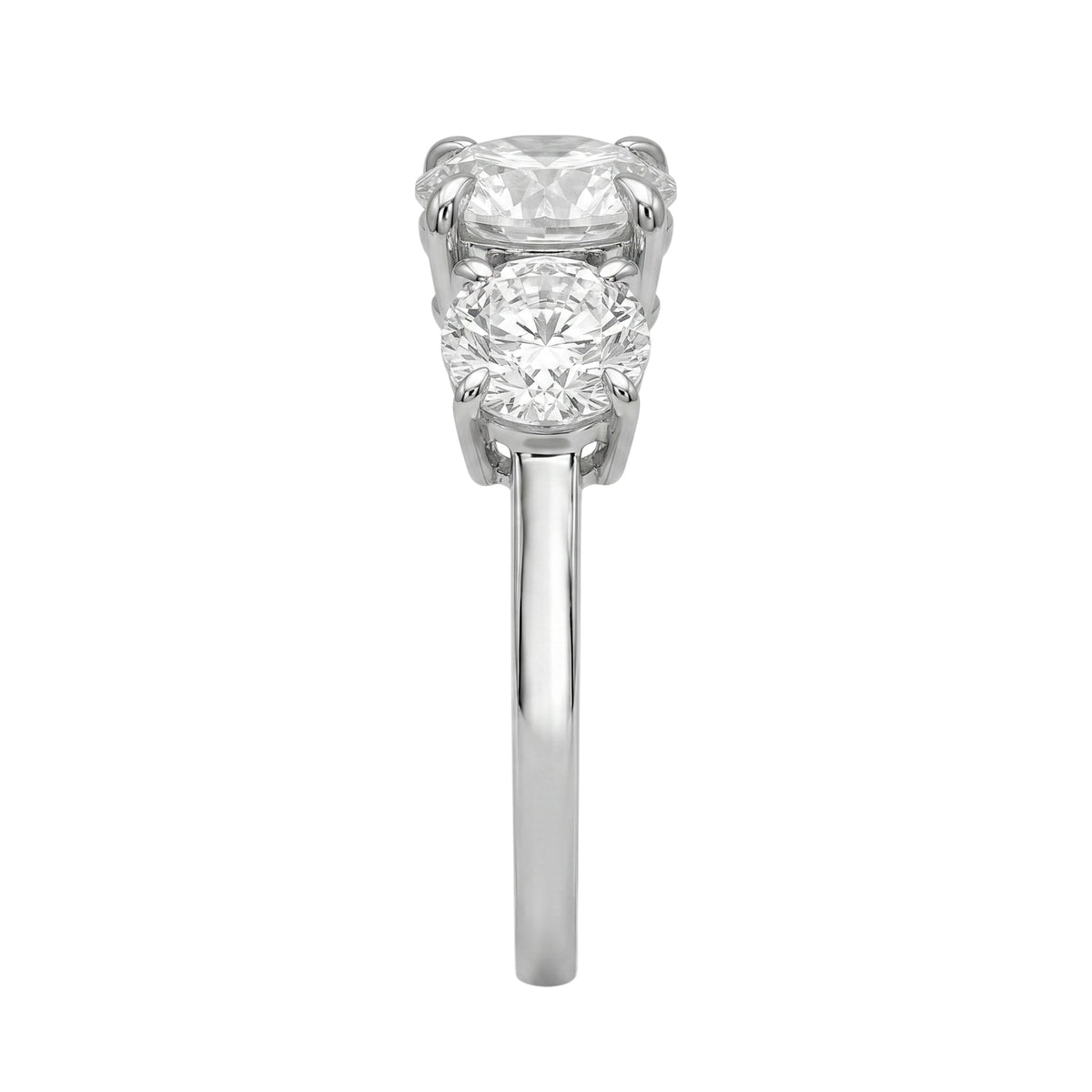 Lab-Grown Diamond Round Three-Stone Engagement Ring in 14K White Gold or 14K Yellow Gold
