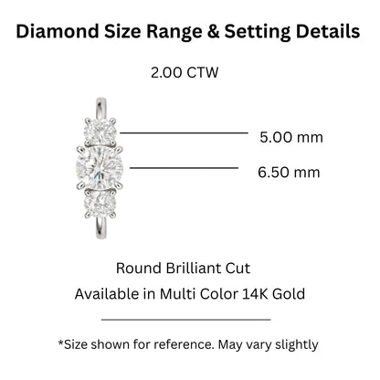 Lab-Grown Diamond Round Three-Stone Engagement Ring in 14K White Gold or 14K Yellow Gold