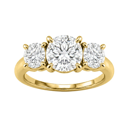 Lab-Grown Diamond Round Three-Stone Engagement Ring in 14K White Gold or 14K Yellow Gold
