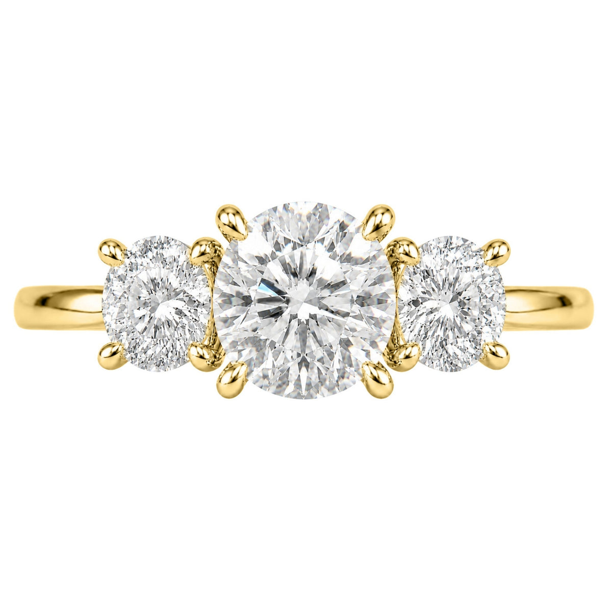 Lab-Grown Diamond Round Three-Stone Engagement Ring in 14K White Gold or 14K Yellow Gold