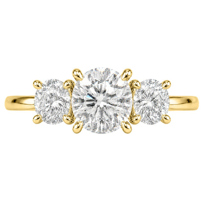 Lab-Grown Diamond Round Three-Stone Engagement Ring in 14K White Gold or 14K Yellow Gold