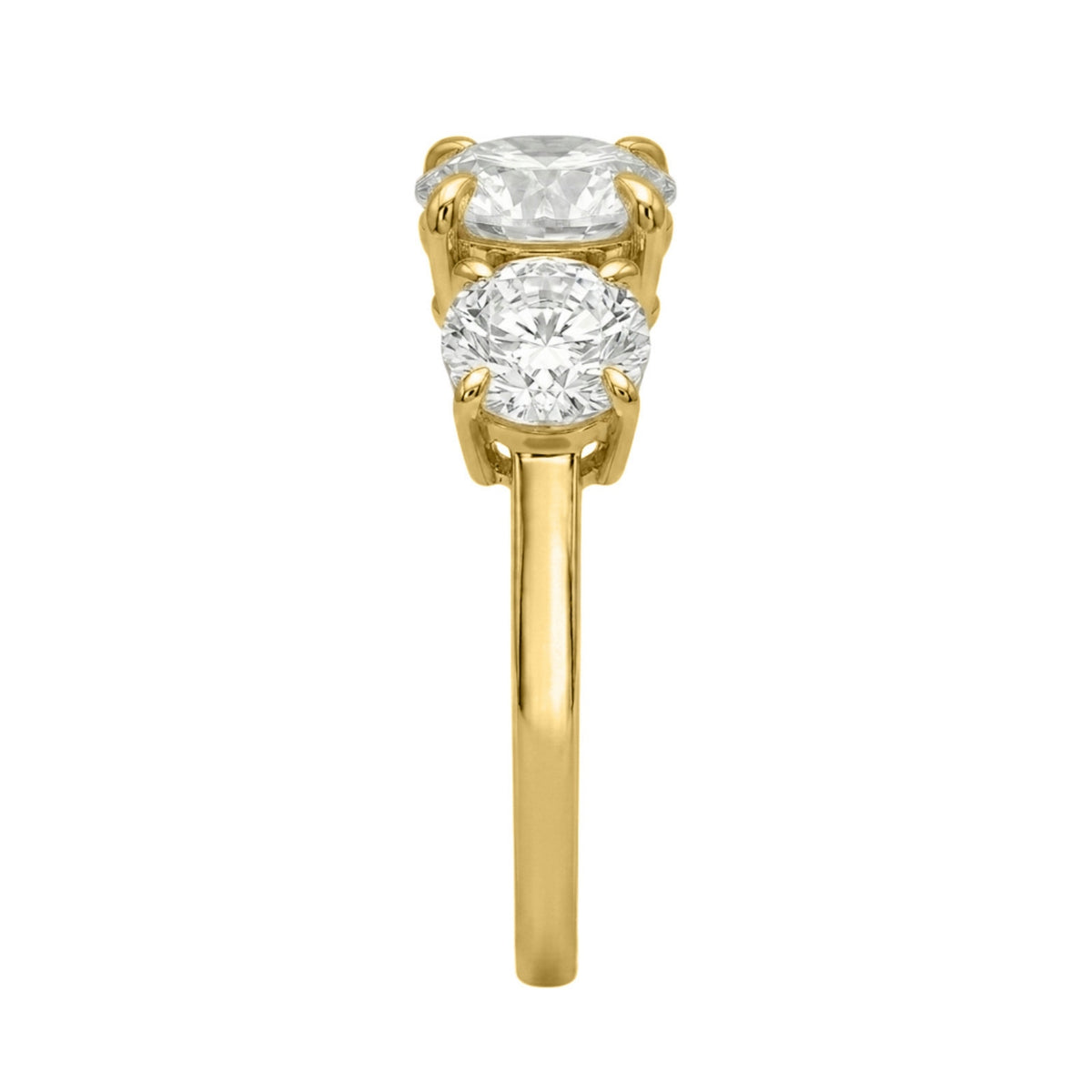 Lab-Grown Diamond Round Three-Stone Engagement Ring in 14K White Gold or 14K Yellow Gold