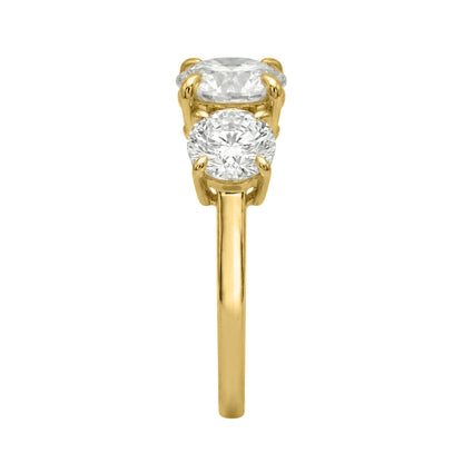 Lab-Grown Diamond Round Three-Stone Engagement Ring in 14K White Gold or 14K Yellow Gold