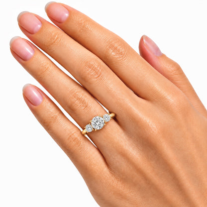 Lab-Grown Diamond Round Three-Stone Engagement Ring in 14K White Gold or 14K Yellow Gold