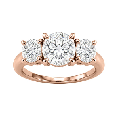 Lab-Grown Diamond Round Three-Stone Engagement Ring in 14K White Gold or 14K Yellow Gold