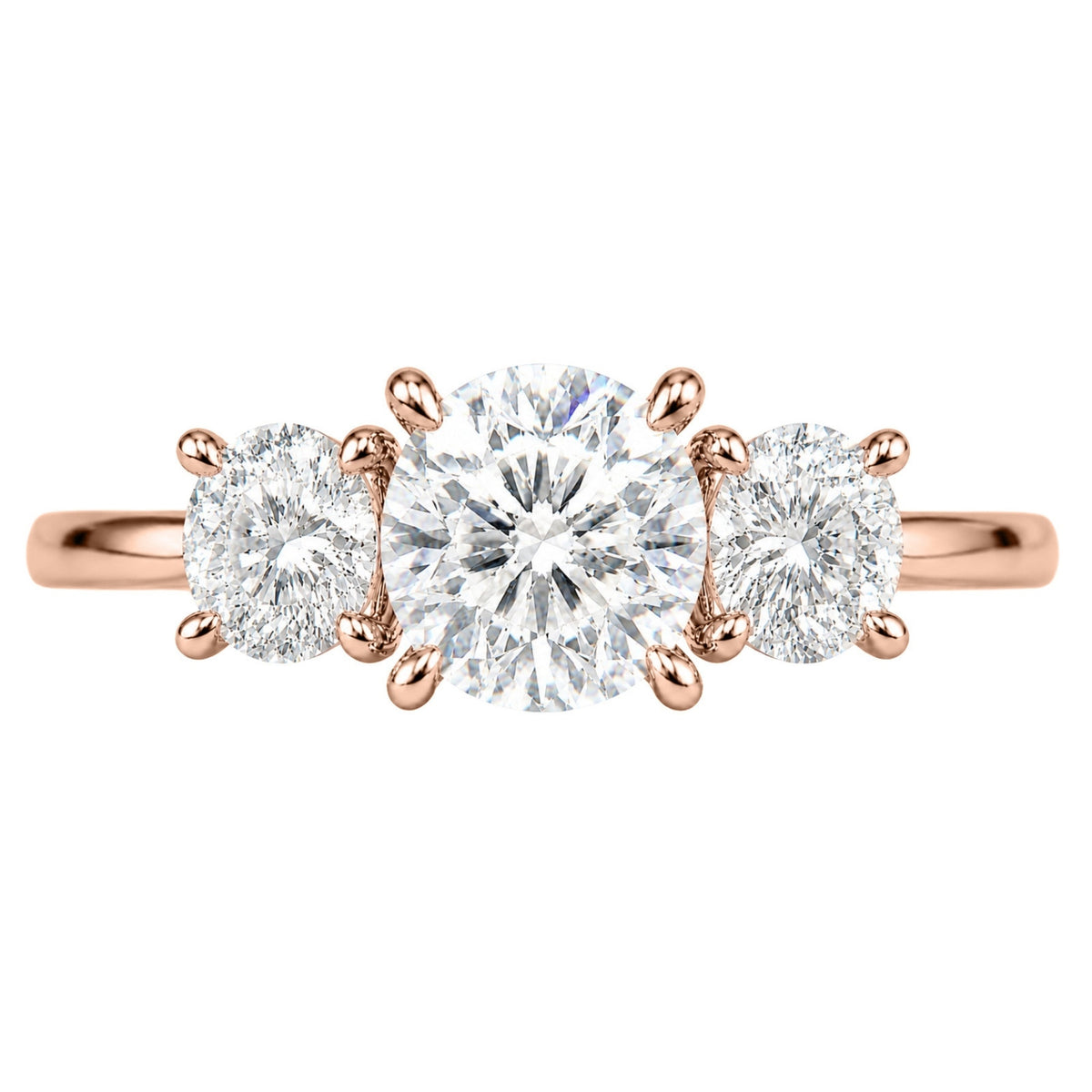 Lab-Grown Diamond Round Three-Stone Engagement Ring in 14K White Gold or 14K Yellow Gold