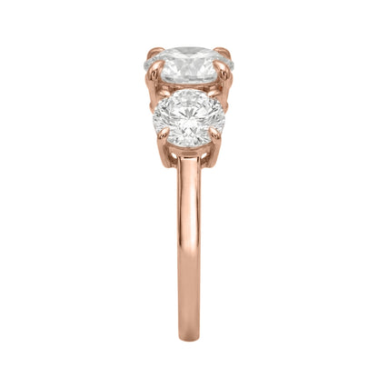 Lab-Grown Diamond Round Three-Stone Engagement Ring in 14K White Gold or 14K Yellow Gold