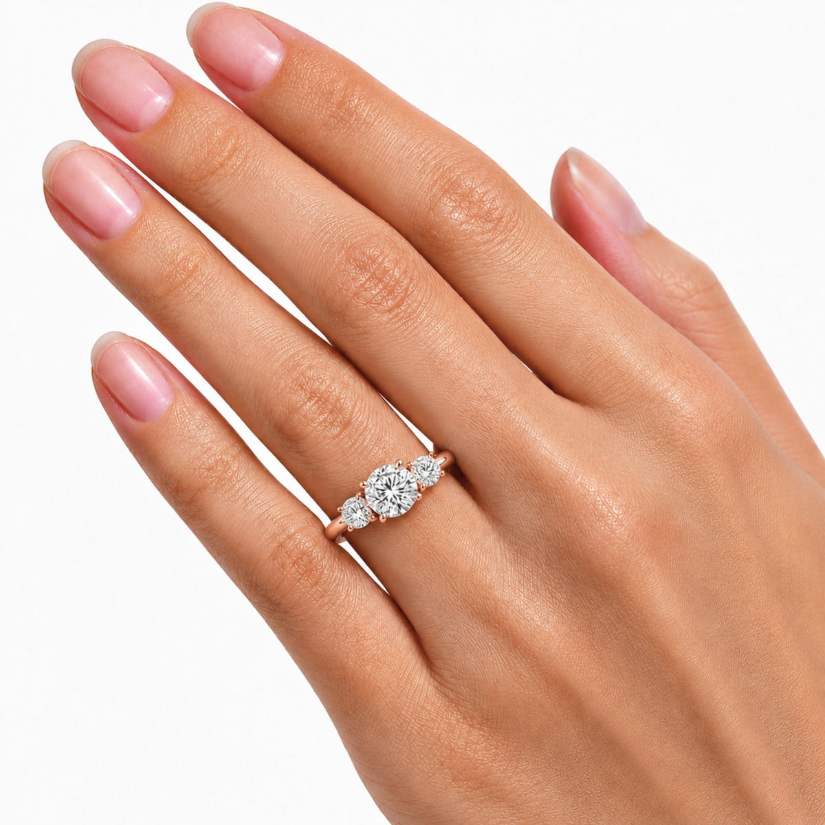 Lab-Grown Diamond Round Three-Stone Engagement Ring in 14K White Gold or 14K Yellow Gold