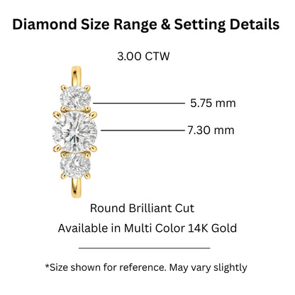 Lab-Grown Diamond Round Three-Stone Engagement Ring in 14K White Gold or 14K Yellow Gold