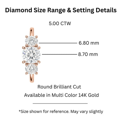 Lab-Grown Diamond Round Three-Stone Engagement Ring in 14K White Gold or 14K Yellow Gold