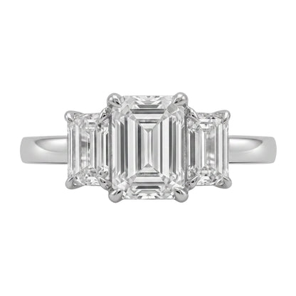 Lab-Grown Diamond Emerald-Cut Three-Stone Engagement Ring in 14K White Gold or 14K Yellow Gold