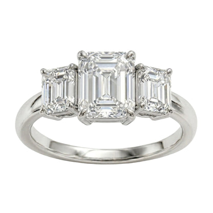 Lab-Grown Diamond Emerald-Cut Three-Stone Engagement Ring in 14K White Gold or 14K Yellow Gold