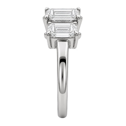 Lab-Grown Diamond Emerald-Cut Three-Stone Engagement Ring in 14K White Gold or 14K Yellow Gold