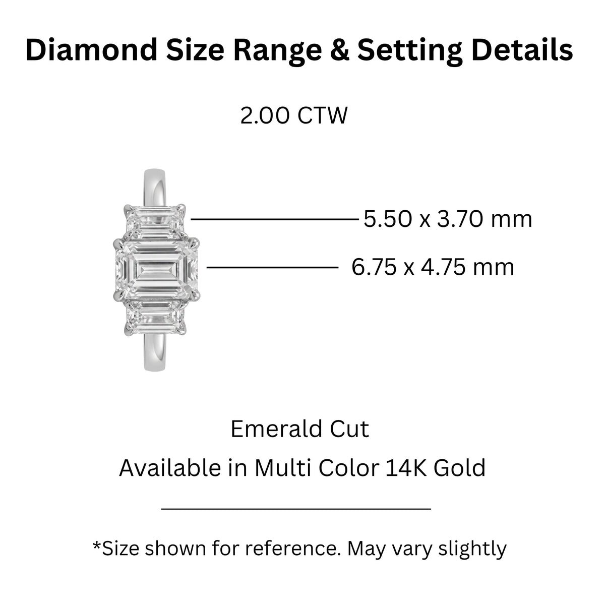 Lab-Grown Diamond Emerald-Cut Three-Stone Engagement Ring in 14K White Gold or 14K Yellow Gold