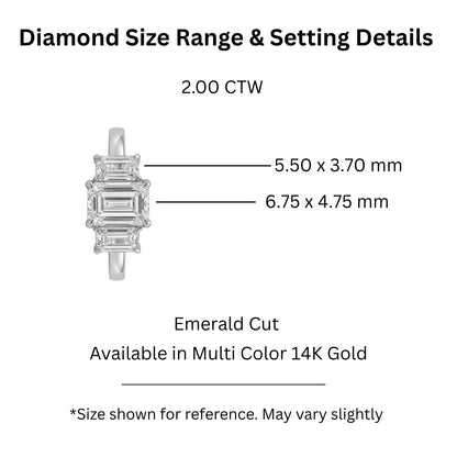 Lab-Grown Diamond Emerald-Cut Three-Stone Engagement Ring in 14K White Gold or 14K Yellow Gold