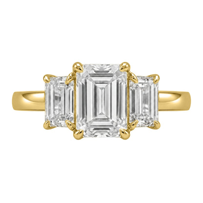 Lab-Grown Diamond Emerald-Cut Three-Stone Engagement Ring in 14K White Gold or 14K Yellow Gold