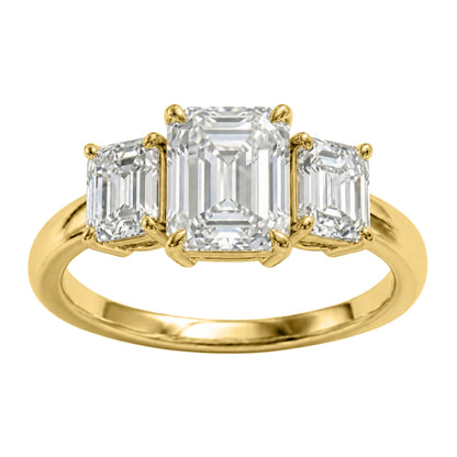 Lab-Grown Diamond Emerald-Cut Three-Stone Engagement Ring in 14K White Gold or 14K Yellow Gold
